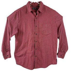 Chaps Men's Long Sleeve Button Up Red Gingham Shirt Size Large